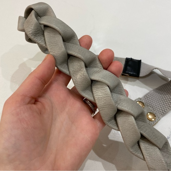 Grey Braided Belt, Woven, Faux Leather, Snap Closure (US M) - Picture 5 of 8